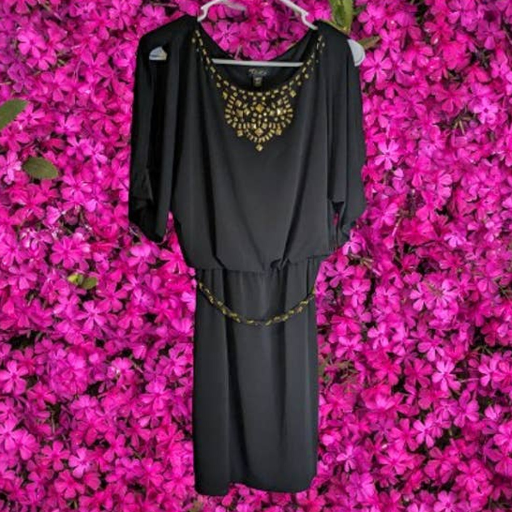 Tralia Sodi SP half sleeve, cold shoulder, black, lined, fall/winter cocktails